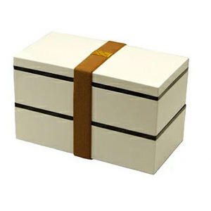 福井クラフト ハーフ パーティボックス 2段 中子・ベルト付き (【お重 重箱 2段重 二段 お弁当箱 ランチボックス 仕切り付き 日本製】 ホワイト