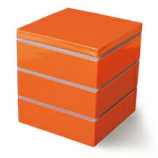 福井クラフト パーティボックス15cm 3段 シール蓋付き【重箱 行楽重 お重 お弁当箱 三段重 ランチボックス 運動会 ピクニック おせち モダン おしゃれ キッチン雑貨 日本製】 オレンジ