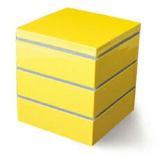 福井クラフト パーティボックス15cm 3段 シール蓋付き【重箱 行楽重 お重 お弁当箱 三段重 ランチボックス 運動会 ピクニック おせち モダン おしゃれ キッチン雑貨 日本製】 イエロー