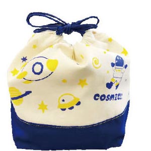 コスミック 巾着 18cm【巾着袋 ランチ巾着 お弁当袋 子供用食器 男の子 女の子 日本製】 ブルー