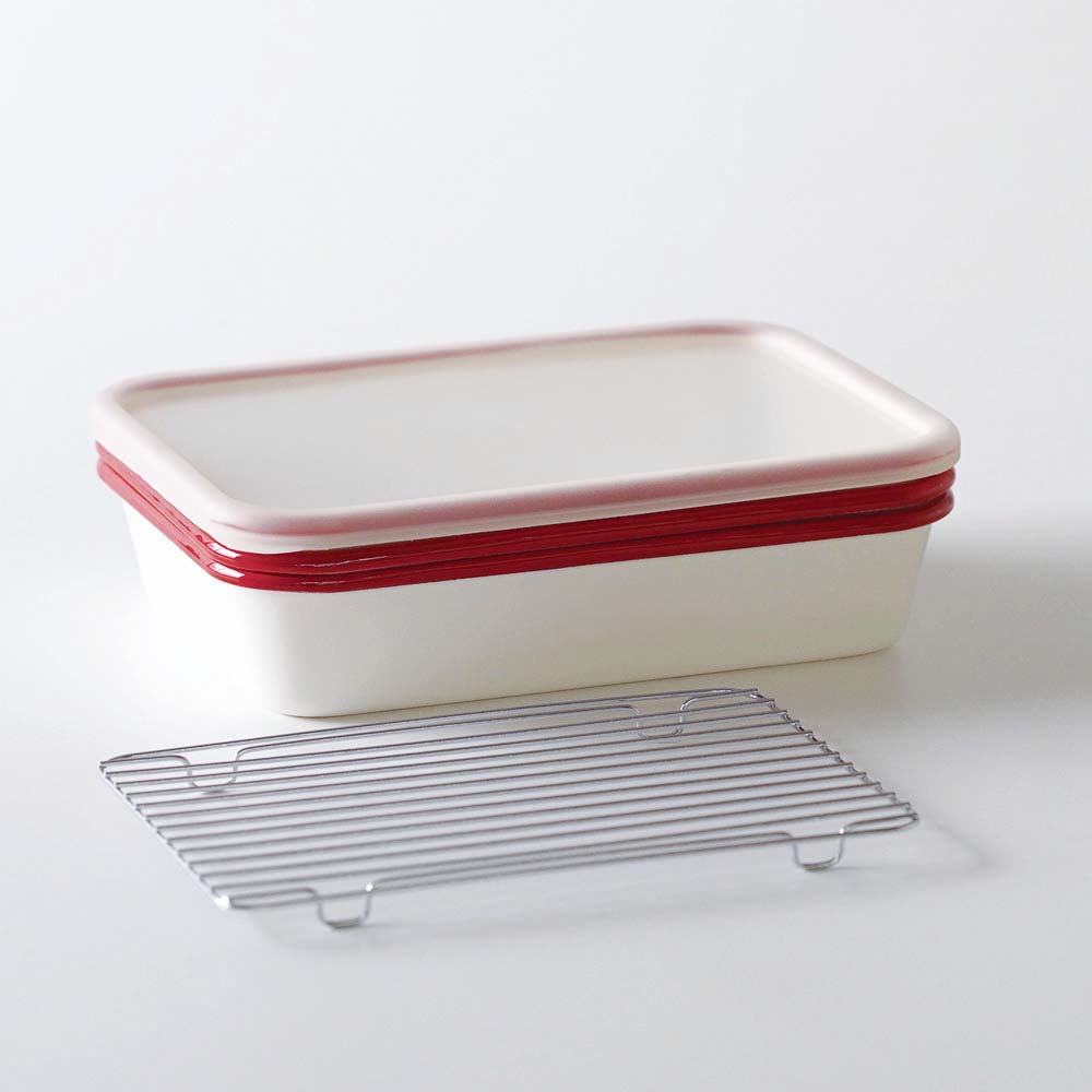 ホーロー 揚げ物バット 5点 セット 深型バット すのこ網 フタ付き 富士ホーロー BM-3V.NR【天ぷらバット 揚げ物 バット 揚げ物調理 保存容器 琺瑯 油切り 水切り ほうろう 調理ツール】 レッド