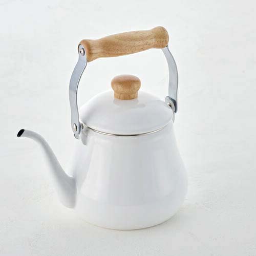 富士ホーロー IH対応 ドリップケトル 1.5L アッシュパープルアッシュ【ケトル 細口 直火 琺瑯 ほうろう コーヒー ドリップ】 ホワイト