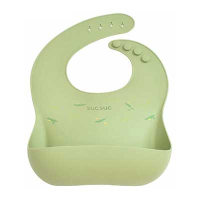 SUCSUC スクスク ポケット付シリコーンビブ 逸品社 シュガーランド【スタイ お食事エプロン よだれかけ ビブ シリコン ポケット付き 抗菌 ベビー用品】 グリーン