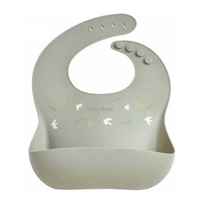 SUCSUC スクスク ポケット付シリコーンビブ 逸品社 シュガーランド【スタイ お食事エプロン よだれかけ ビブ シリコン ポケット付き 抗菌 ベビー用品】 グレー