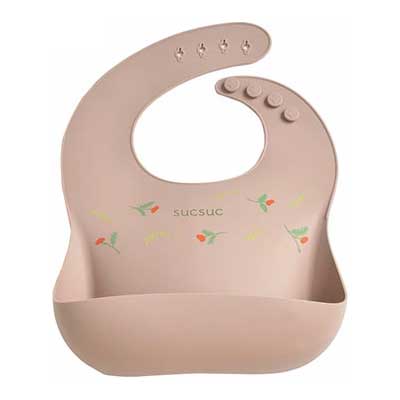 SUCSUC スクスク ポケット付シリコーンビブ 逸品社 シュガーランド【スタイ お食事エプロン よだれかけ ビブ シリコン ポケット付き 抗菌 ベビー用品】 ピンク