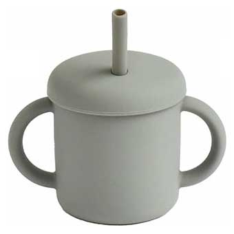 SUCSUC スクスク ストロー付きシリコーンマグ 逸品社 シュガーランド【マグ コップ ストロー付き 食器 両手マグ シリコン 抗菌 ベビー用品】 グレー