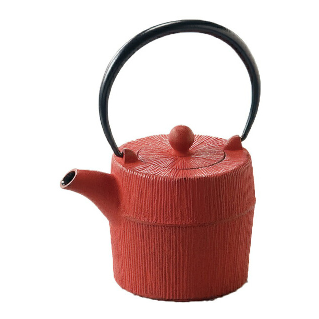 岩鋳 朝日 鉄急須 カラー 450ml 茶こし付き 藍花 南部鉄器【南部鉄瓶 急須 茶道具 日本製】 茜